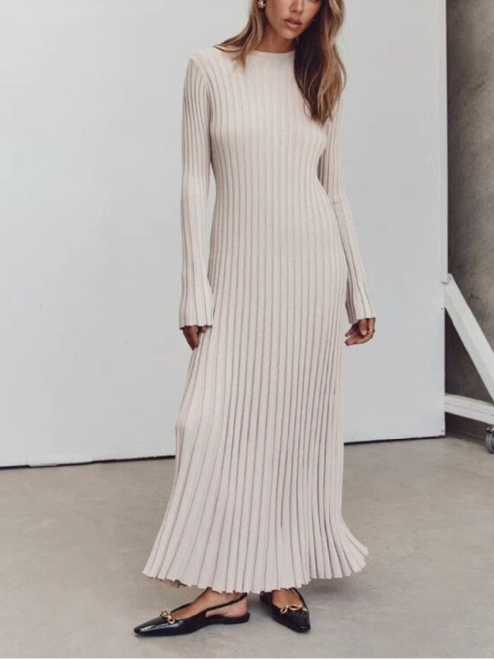 Dissh ADA STONE LONG SLEEVE MIDI DRESS